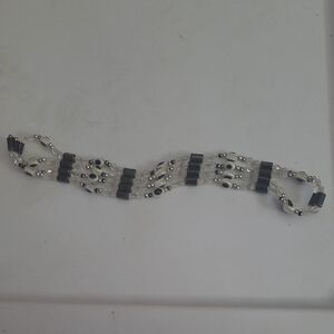 Chic Black and Silver Beaded Bracelet